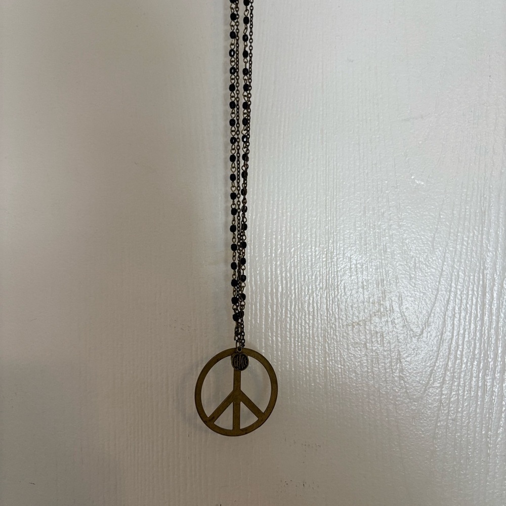 Vintage Peace Sign Pendant Necklace